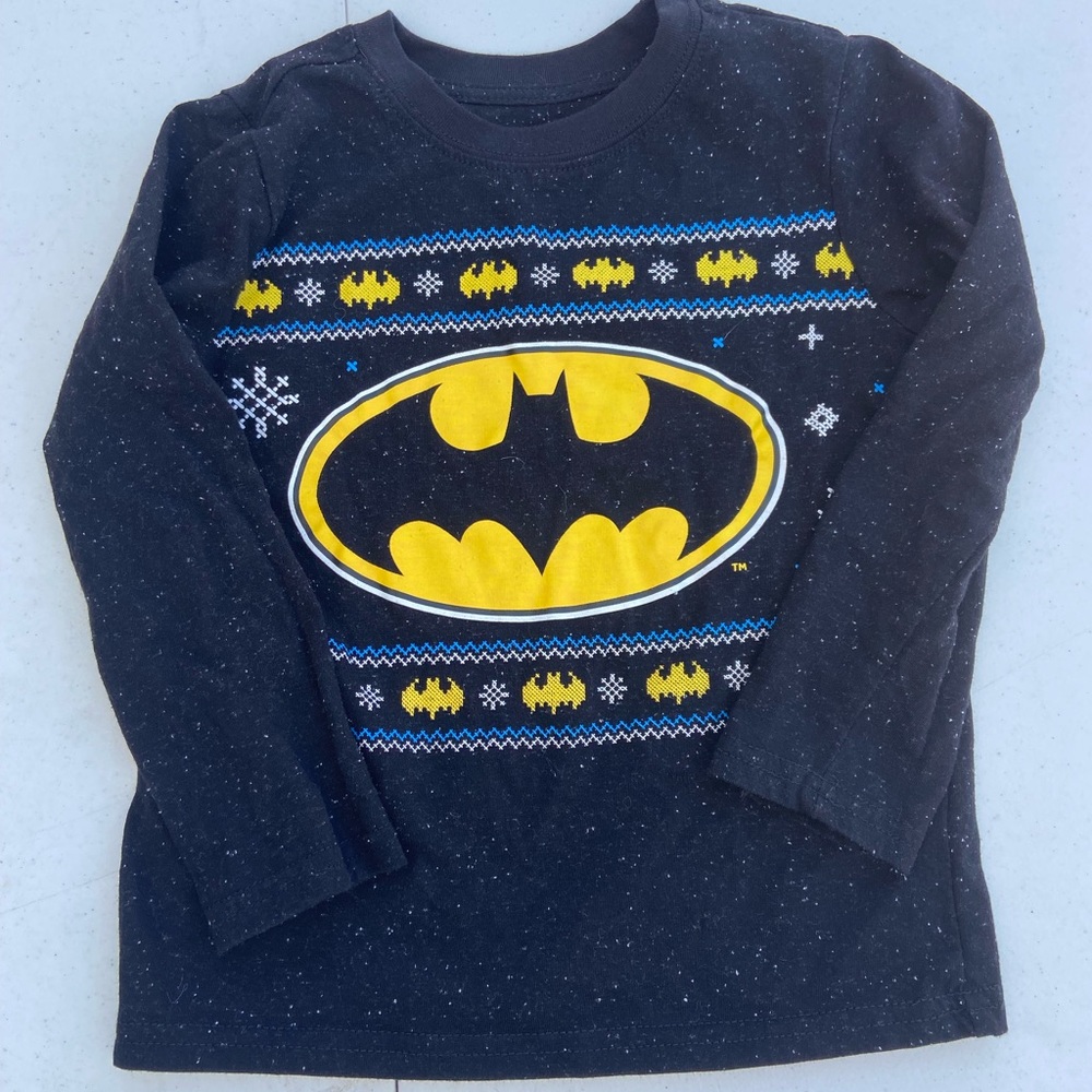 Okie Dokie DC Boys 4T Batman T-Shirt Black w/ White Specks Long Sleeve